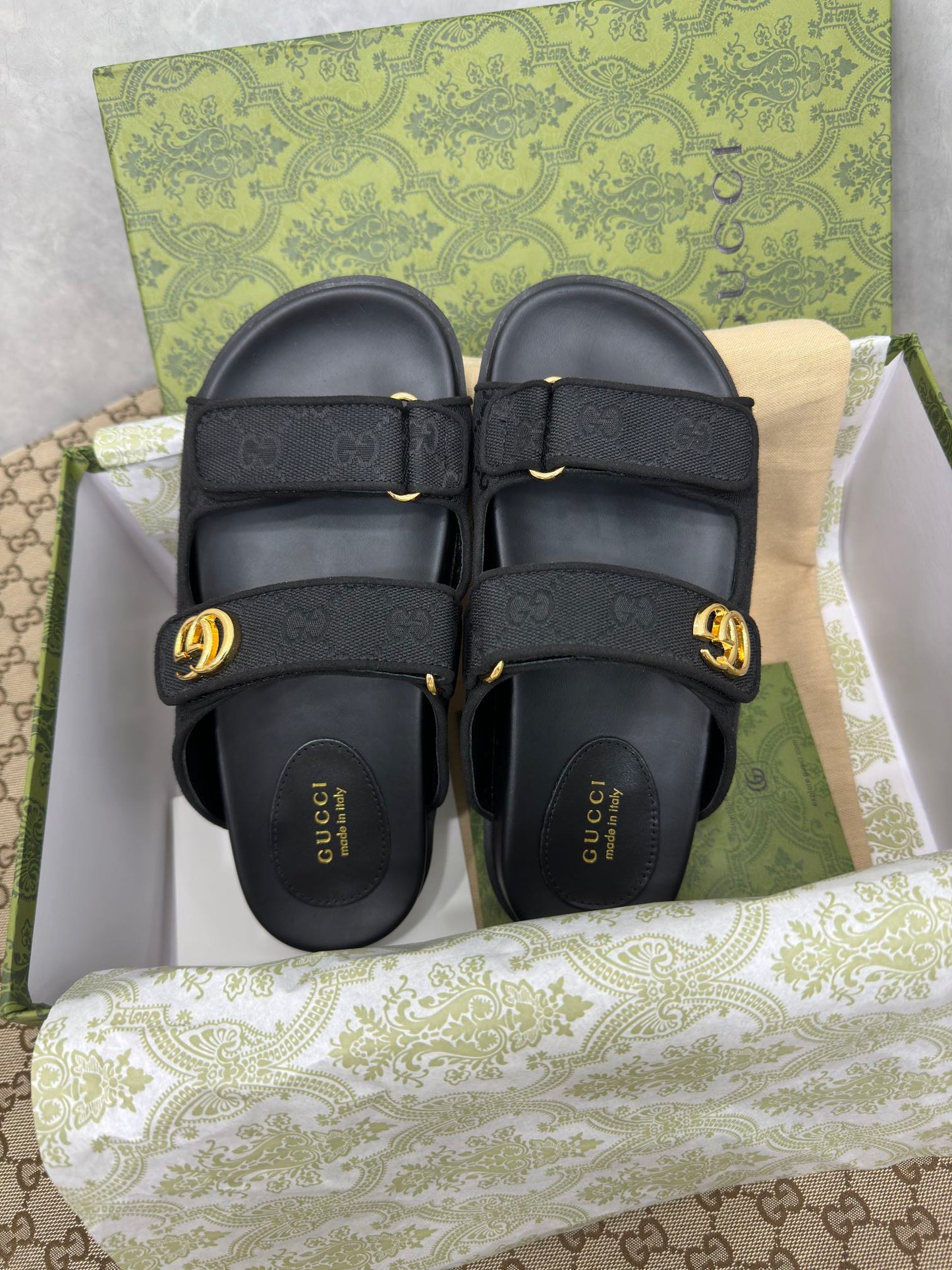 Gucci Platform lace-up slides 'Blackout'