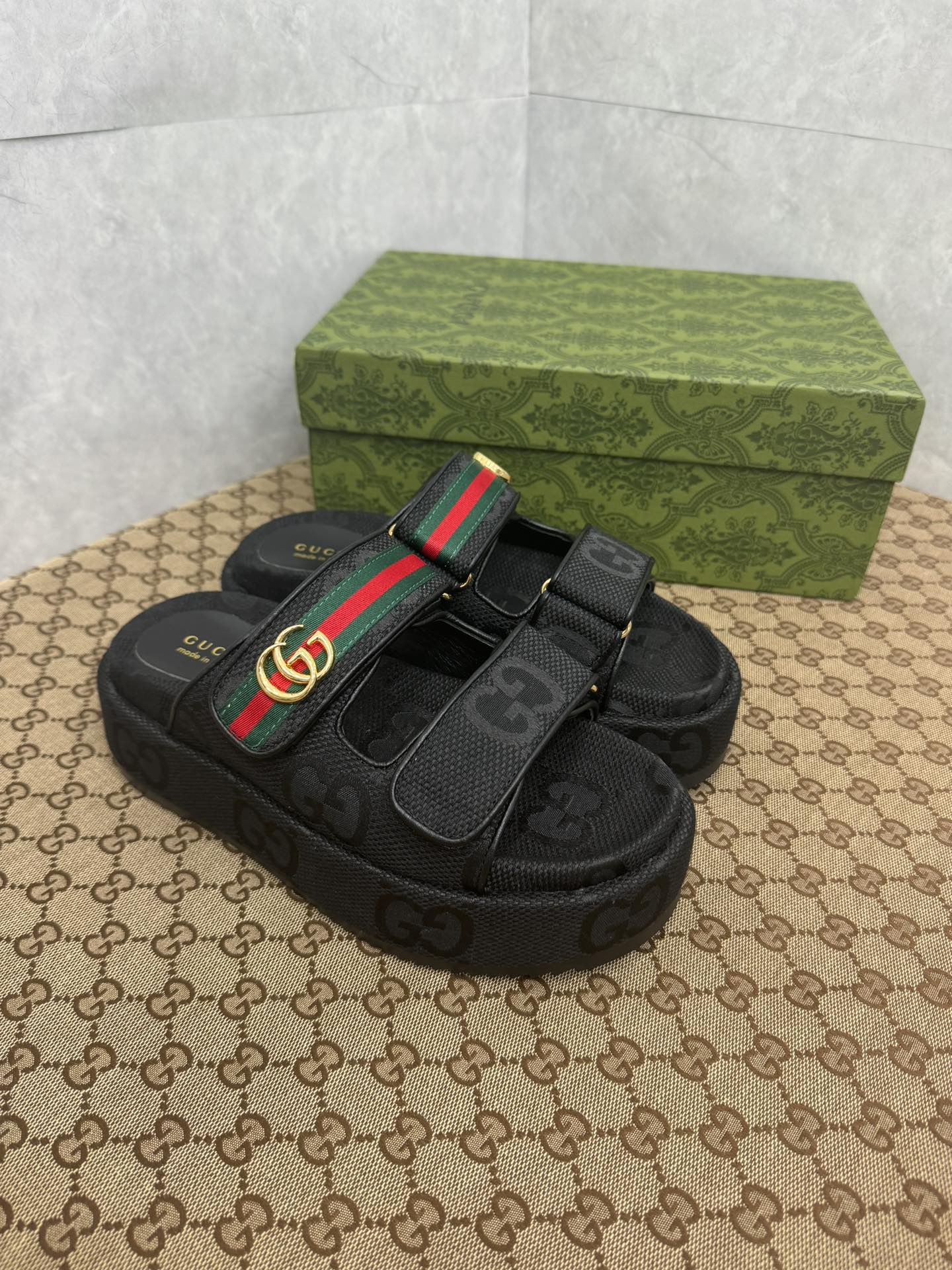 Gucci Platform lace-up slides 'Black'