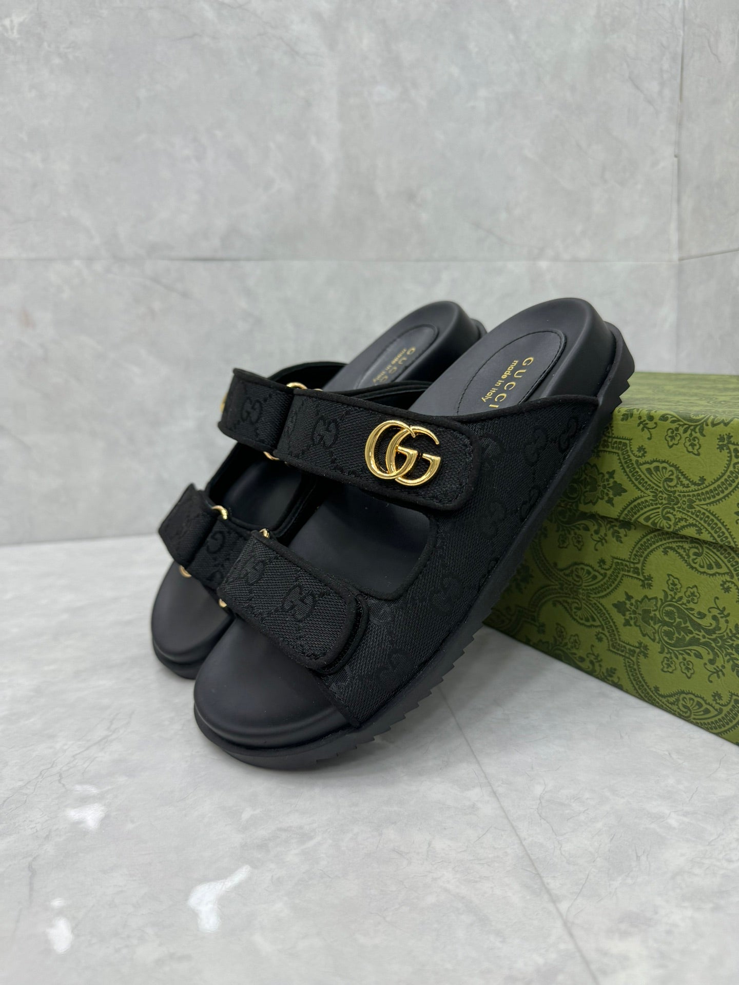Gucci Platform lace-up slides 'Blackout'