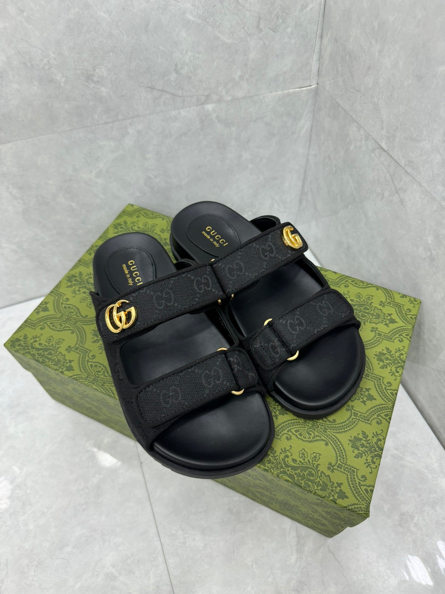 Gucci Platform lace-up slides 'Blackout'