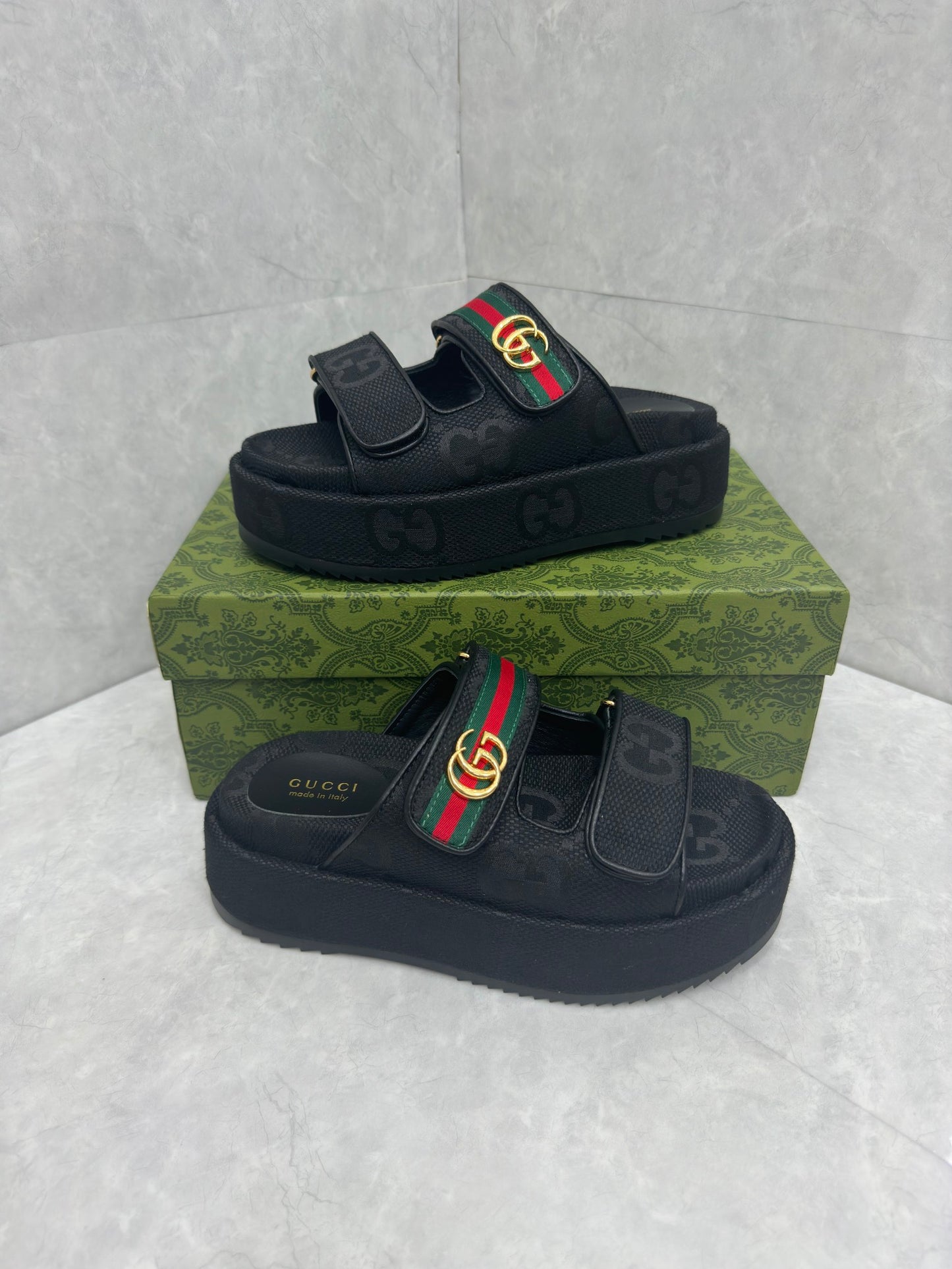 Gucci Platform lace-up slides 'Black'