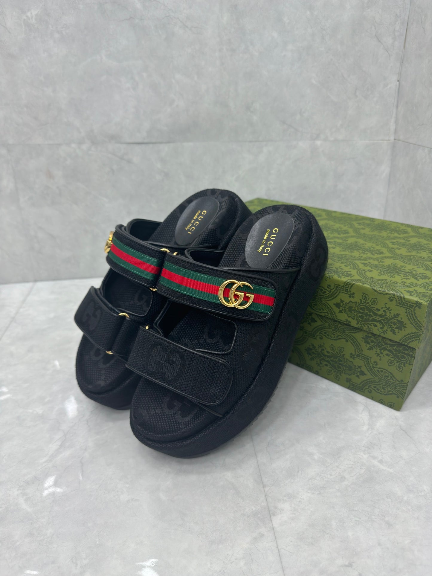 Gucci Platform lace-up slides 'Black'