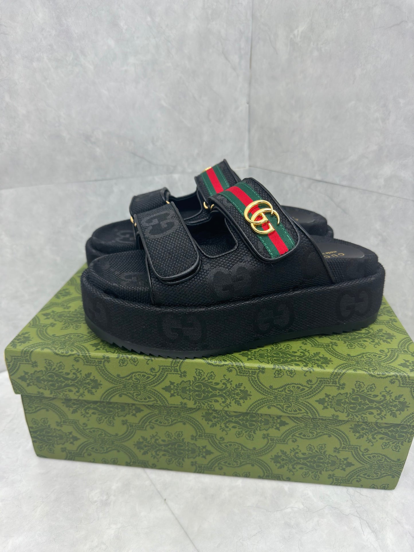 Gucci Platform lace-up slides 'Black'