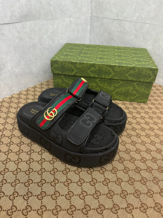 Gucci Platform lace-up slides 'Black'